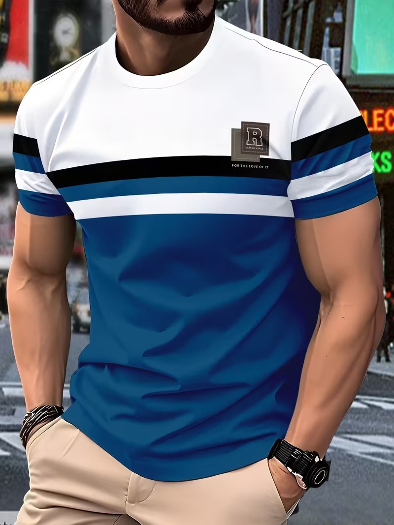Free shipping luxury Men's t shirt Minimally designed printed men's T-shirt casual round neck short sleeved shirt