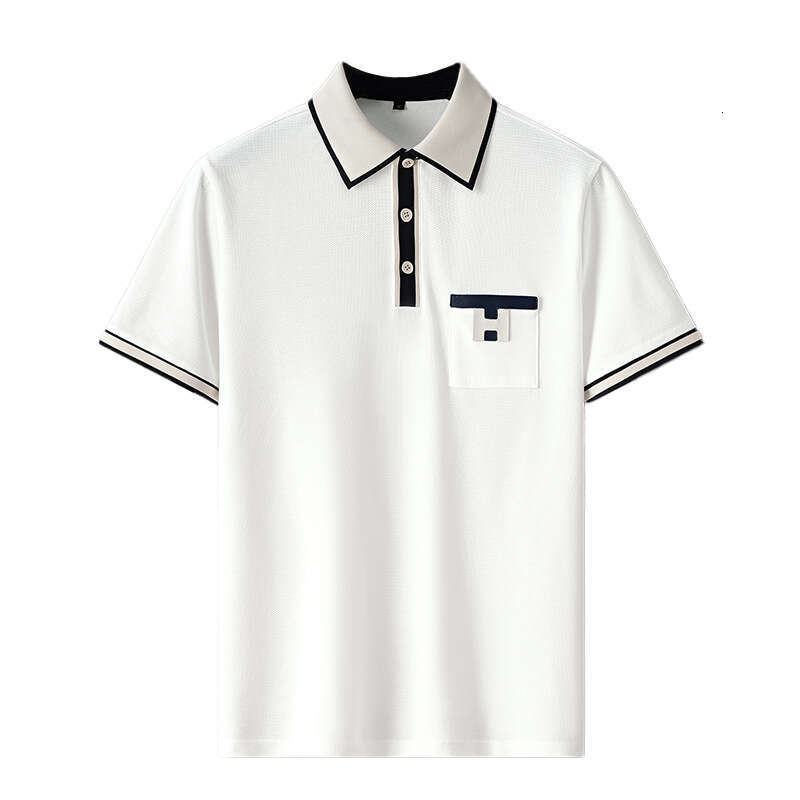 Color-Block Polo Shirt For Men, New Summer Fashion Trend, Versatile Turn-Down Collar Short-Sleeve Top