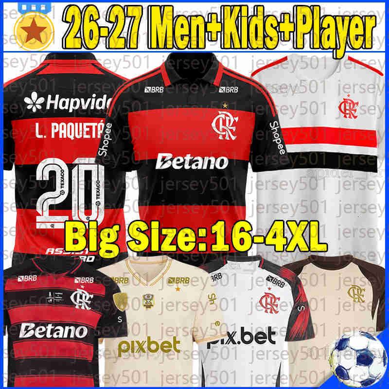 XXXL 4XL 26 27 Flamengo soccer jerseys LPAQUETA DE ARRASCAETA BHENRIQUE LARAUJO PLATA SAUL 2026 2027 PEDRO JORGINHO ERICK Football Shirt Men Uniforms 