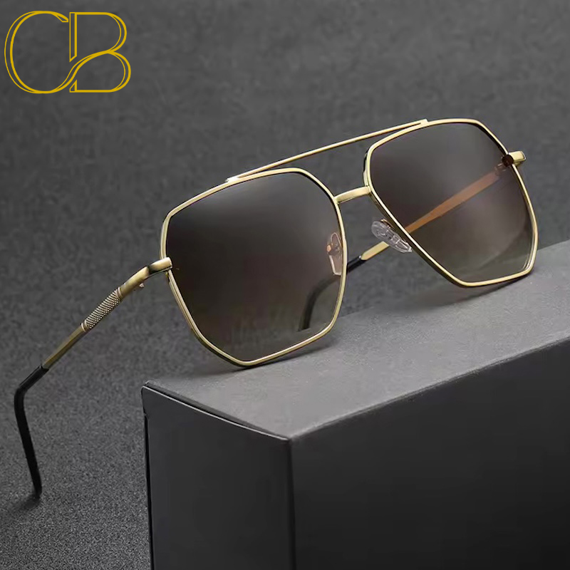 Pilot Sunglasses Men Classic Driving Sun Glasses Square Metal Frame Mirror Leisure Fishing Business Men Women Oversized Anti Glare UV400 CB Fashion Ac