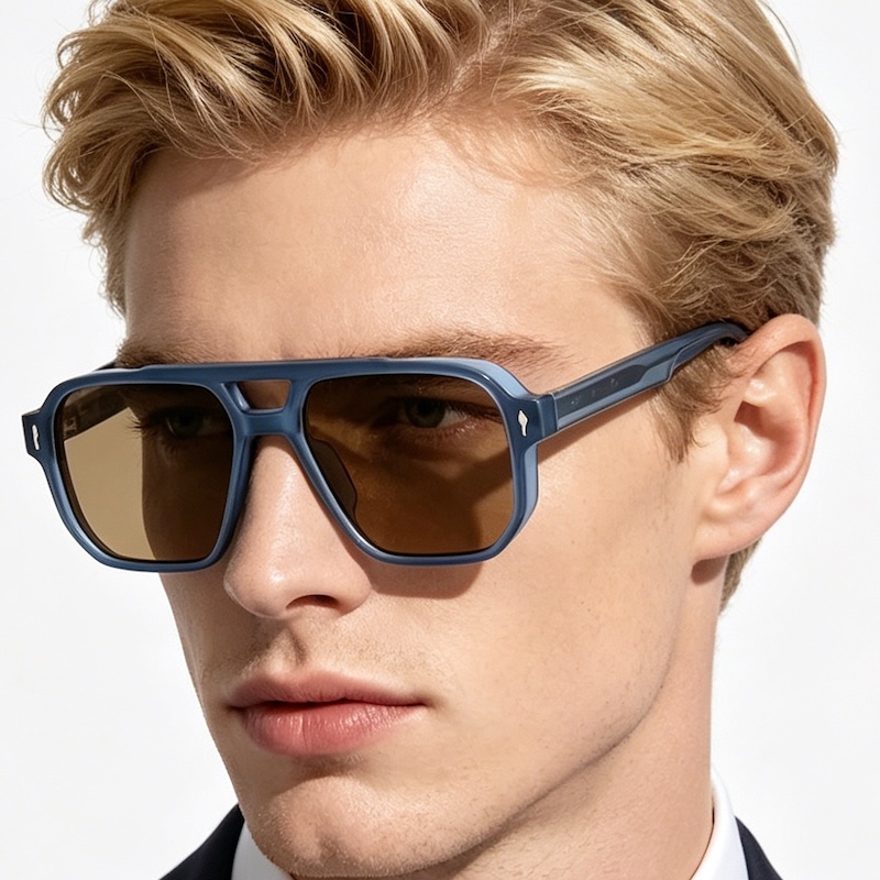 CB Retro Punk Sunglasses Pilot Men Vintage Flat Top Double Bridges High Quality Sun Glasses Women Travel Party Festival Eyewear Beach Steampunk UV400