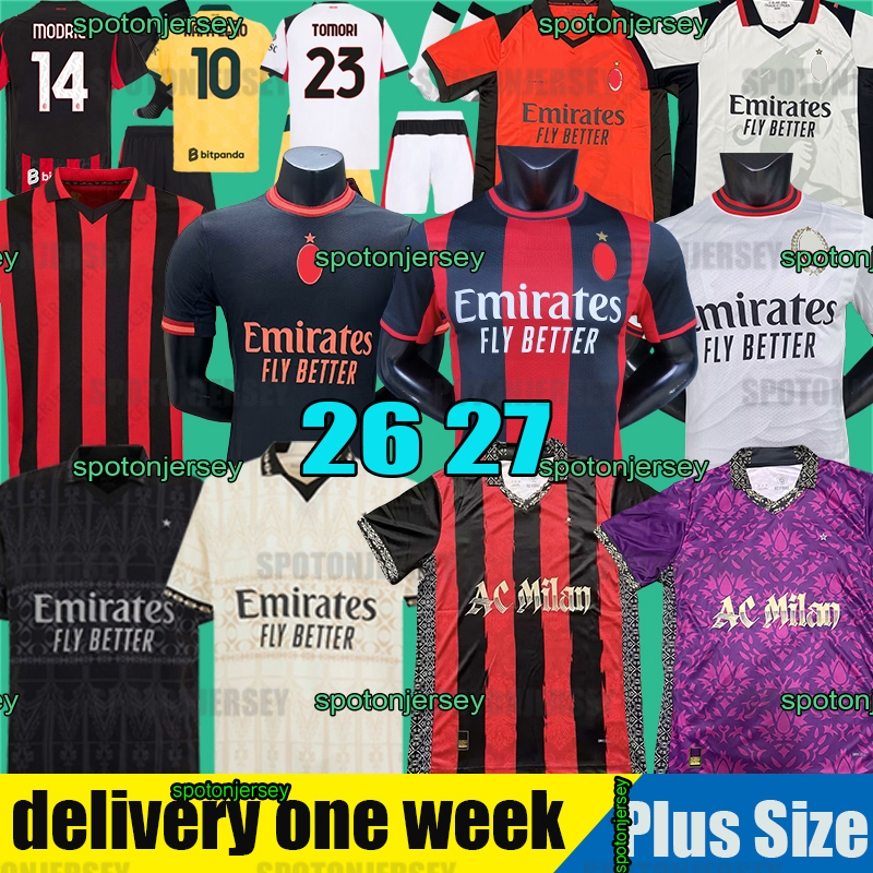 maglia ac MILANjersey 26 27 MODRIC acsoccer MILANjersey RAFA LEAO THEO PULISIC maglia Player 125TH black long sleeve 2026 WALKER GIMENEZ JOAO FELIX