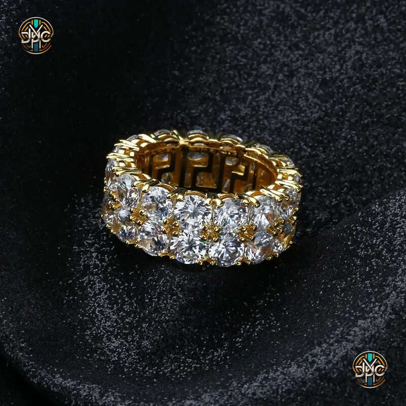 Mens Gold Silver Stones Ring Fashion Hip Hop Jewelry Simulation Diamond Iced Out Rings