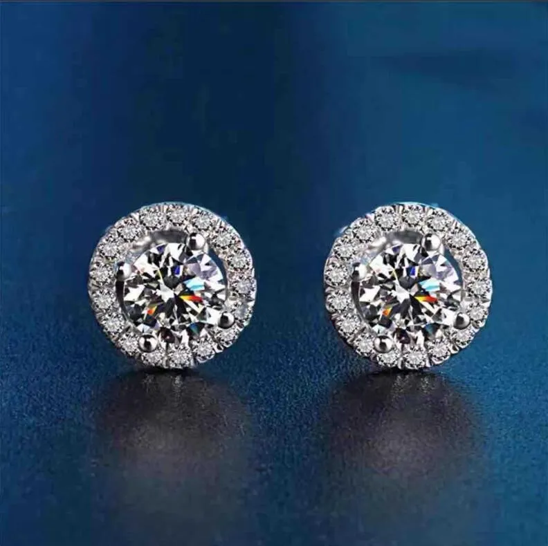 Fashion Minimalist Moissanite Stud Earrings Round Cut Gemstone High Quality Eternal Classic Round Earring Gifts For Women Party