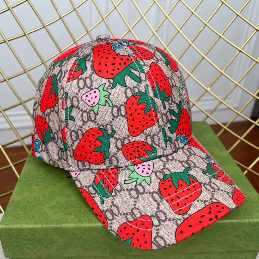 Wholesale Strawberry Baseball Cap Casquette Bucket Hat Designer Mens Womans Fitted Hats for Cotton Print Letters Casual Cactus Fisherman Caps Fashion High Quality