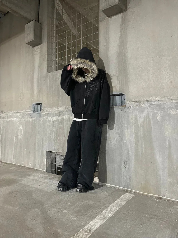AutumnWinter Y2k Women Aesthetic Harajuku Faux Fur Collar Hoodies Clothes Graphic Hip Hop Punk Gothic Zip Up Hoodies 2026 260423