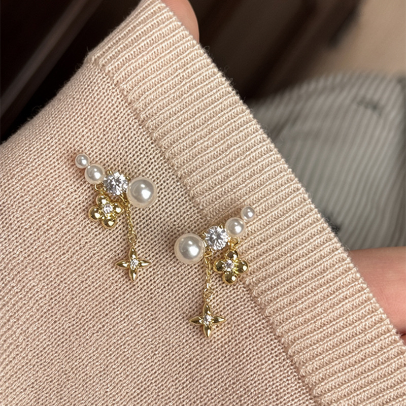 18k real gold plated silver needle zircon pendant pearl 2026 extremely beautiful earrings with a light luxury and high-end feel - view 5