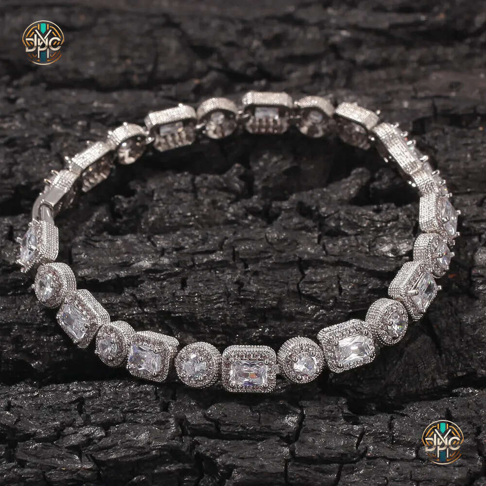 Iced Out Chain Bracelet Square Round Mens Silver Gold Tennis Bracelets Fashion Hip Hop Jewelry