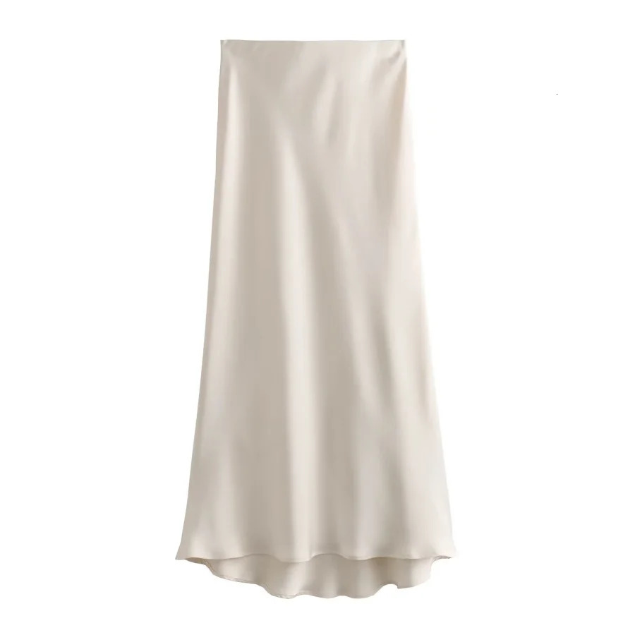 ETJ 2025 Womens spring elegant fashion all-in-one stretch high-waisted A-line silk satin sag skirt multi-color option 260422