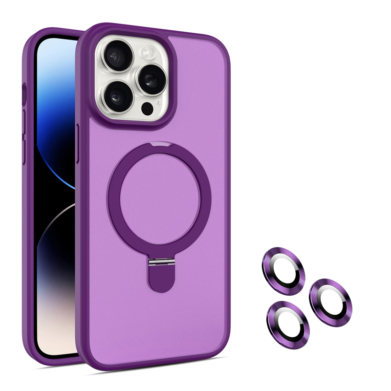 Luxury Metal Ring Stand Armor Magnetic For Magsafe Wireless Case With Camera Lens Film Shockproof For iPhone 17 Air 16 15 14 13 12 11 Pro Max Plus Sam