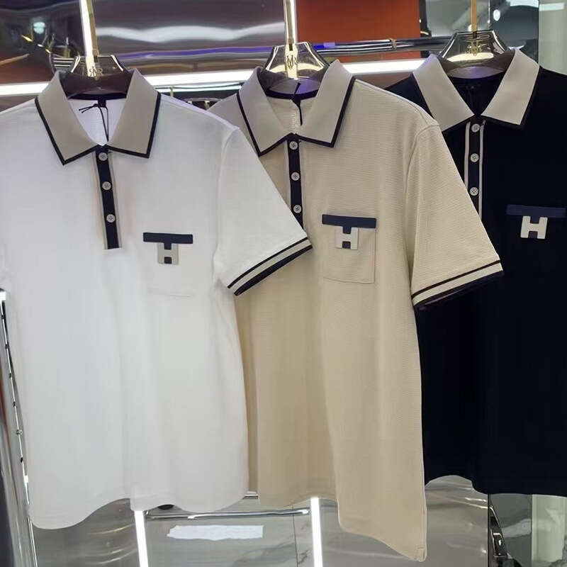 Color-Block Polo Shirt For Men, New Summer Fashion Trend, Versatile Turn-Down Collar Short-Sleeve Top