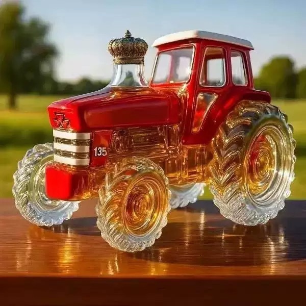 Creative Tractor Shape Glass Whiskey Decanter with Horse Lid Novelty Farm Style Liquor Dispenser Bar Tool Gift for Whiskey 260408