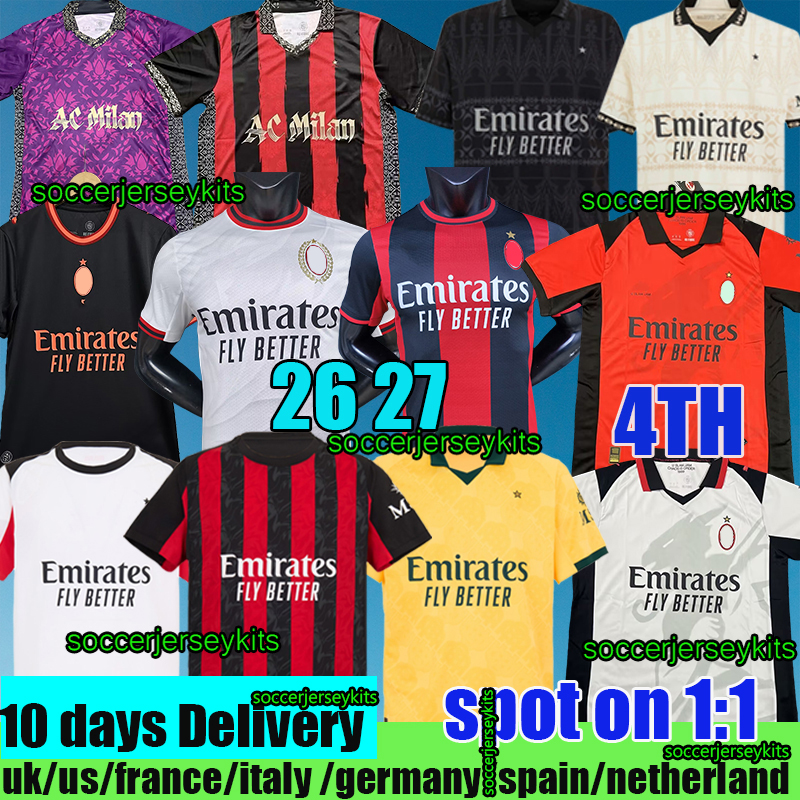 maglia ac MILANjersey 26 27 MODRIC acsoccer MILANjersey RAFA LEAO THEO PULISIC maglia Player 125TH black long sleeve 2026 WALKER GIMENEZ JOAO FELIX