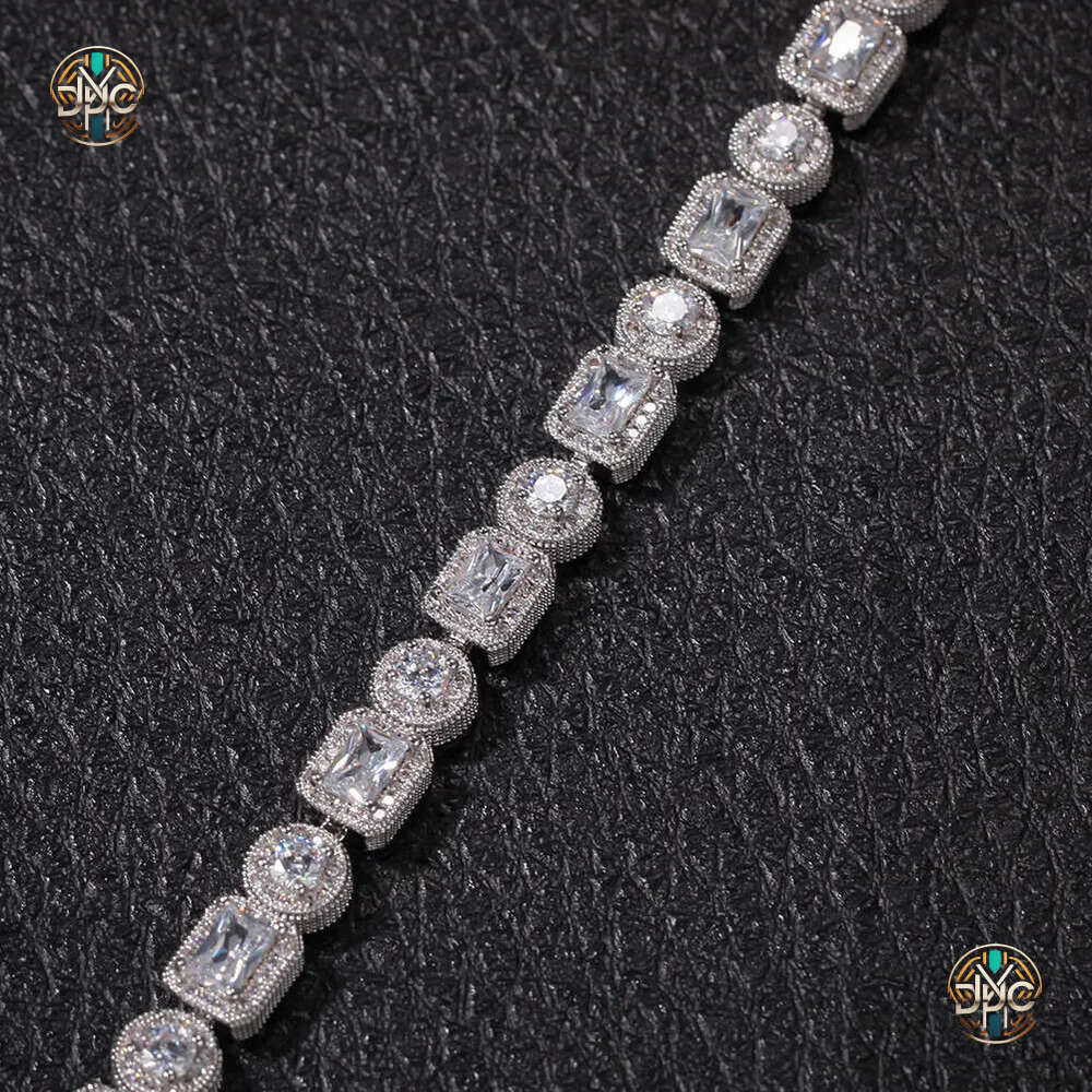 Iced Out Chain Bracelet Square Round Mens Silver Gold Tennis Bracelets Fashion Hip Hop Jewelry