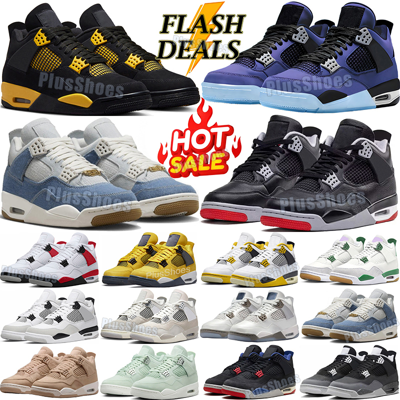 Original Box 4s Basketball Shoes Men Women Sneakers Toro Bravo Sulfur Sail Sierra Red Black Cat 2025 Thunder Military Bred White Cement Laker Purple Trainer Sneakers