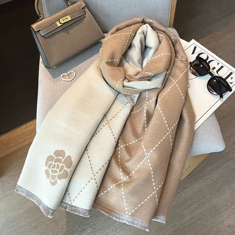Designer Scarf - Luxurious Women's Wrap - Exquisite Rose Pattern Scarf - Black and White Color Scheme - Women's Neck Warming Accessory