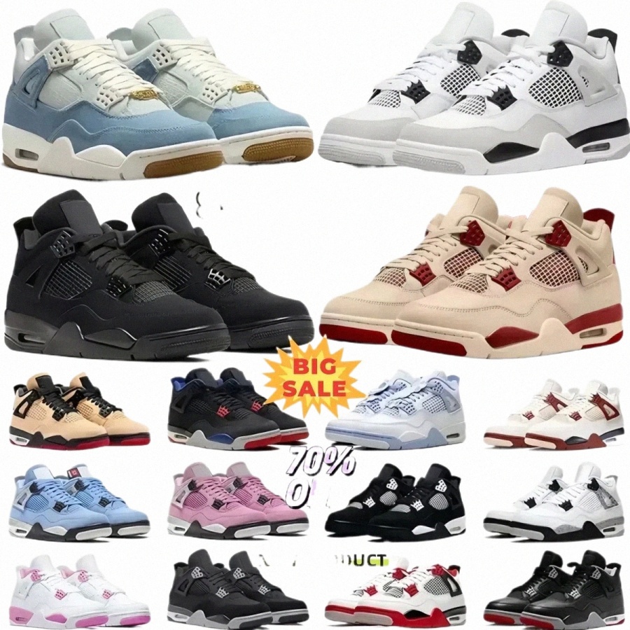 2026 With Box 4 4s Basketball Shoes Designer Sneaker Pale Ivory Black Cat Thunder Sulfur Sail Sierra Red Military Bred White Cement X Pine Green Nave c4GF#