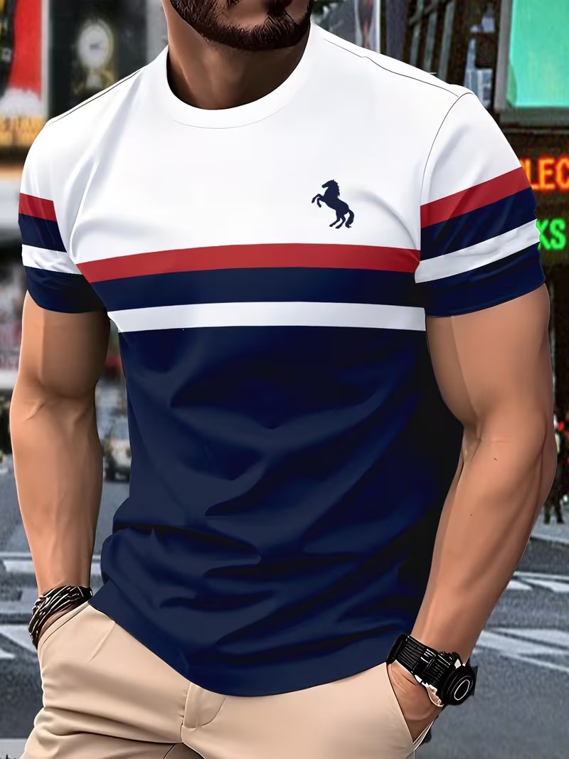 Free shipping luxury Men's t shirt Minimally designed printed men's T-shirt casual round neck short sleeved shirt