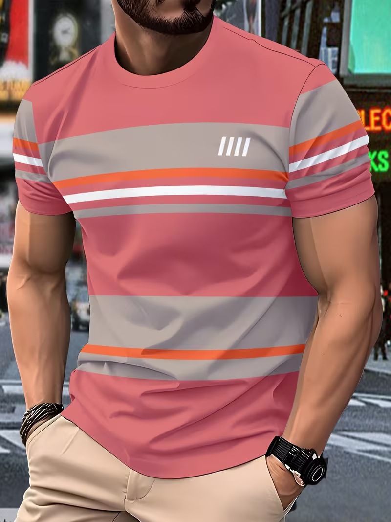 Free shipping luxury Men's t shirt Minimally designed printed men's T-shirt casual round neck short sleeved shirt