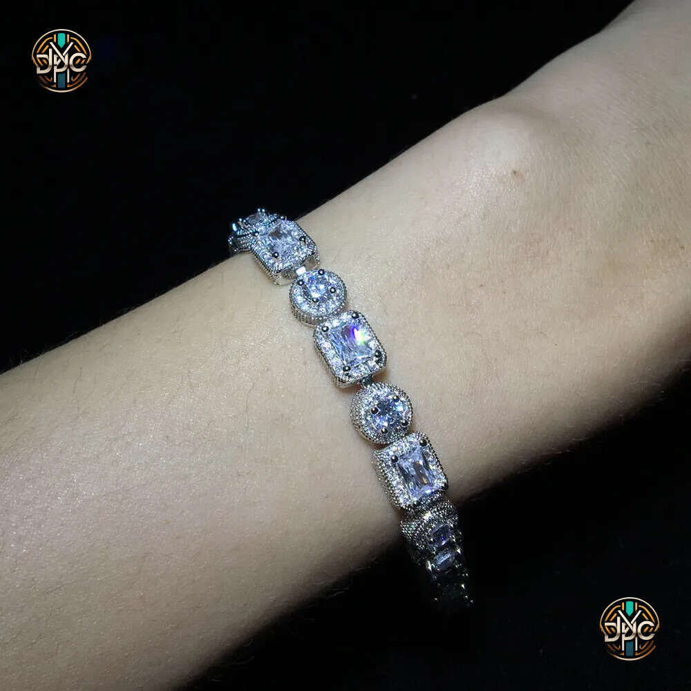 Iced Out Chain Bracelet Square Round Mens Silver Gold Tennis Bracelets Fashion Hip Hop Jewelry