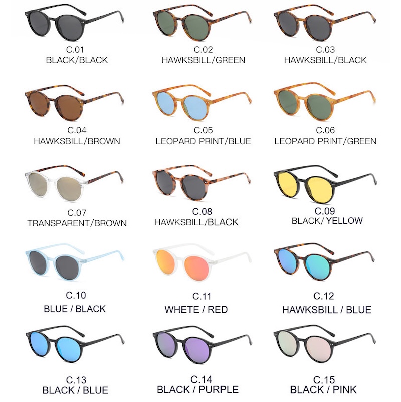 Retro Round Polarized Sunglasses Men Women Classic Leopard Frame Sun Glasses Black Driving Goggles Fishing Cat Eye Lightweight Travel CB Fashion Acees