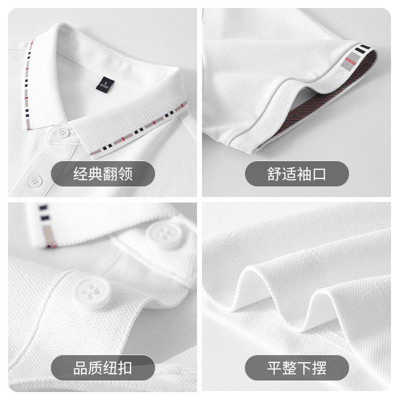 Cross-border supply of popular new spring-summer 220g pique men's shirt, solid color computer collar short-sleeve T-shirt polo shirt for men