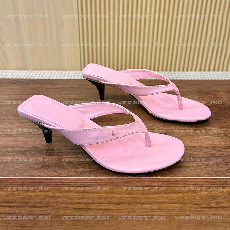 Women Vittoria Thong Sandal Designer Slides Kitten Heels Flip Flops Beach Sandles Denim Canvas Leather Slippers Party Pumps Slip-on