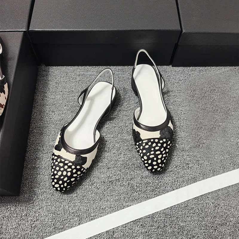 Animal Print Pony Hair Sling Back Ballet Flats Women Flat Pumps Free Shipping Holiday Fashion Vacation Shoes 1086