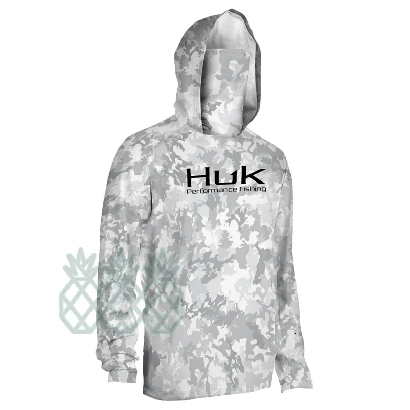 HUK Fishing Clothing Camouflage Mens Long Sleeve Mask Hooded Fishing Shirts Upf 50 Uv Protection Performance Fishing Apparel 260422