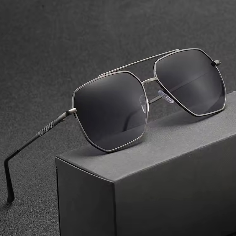 Pilot Sunglasses Men Classic Driving Sun Glasses Square Metal Frame Mirror Leisure Fishing Business Men Women Oversized Anti Glare UV400 CB Fashion Ac