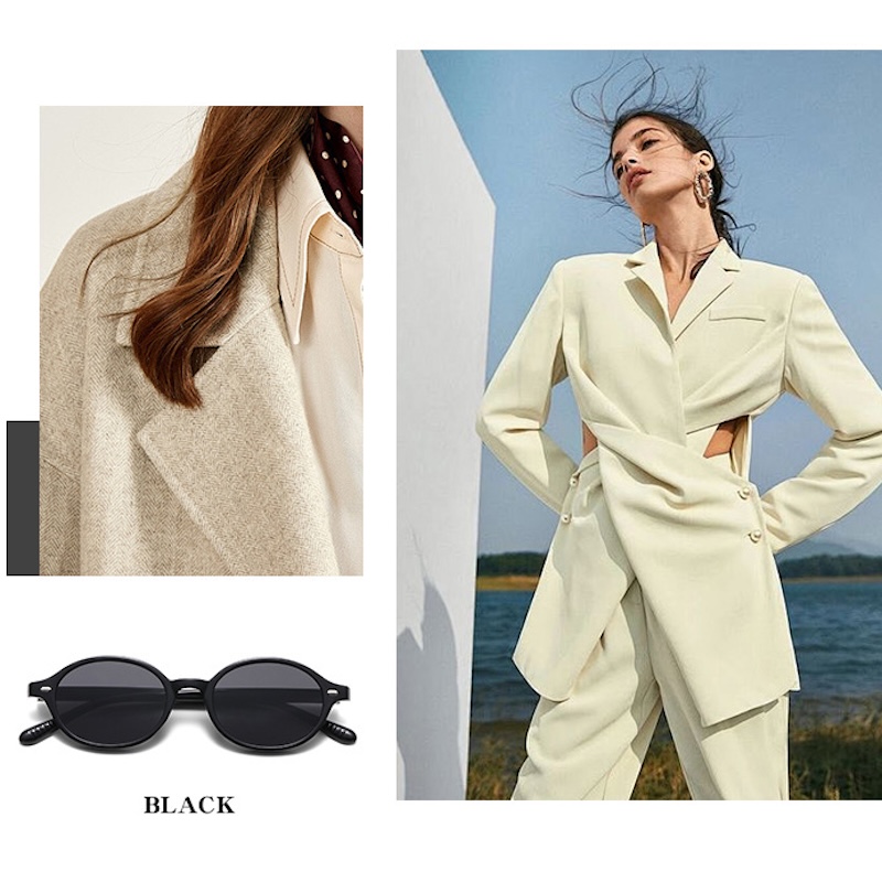 Retro Small Oval Sunglasses Women Men Rivets Shades Fashion Eyewear Luxury Sun Glasses UV400 Female Y2K Beach Futuristic Minimal Korean CB Fashion Acc