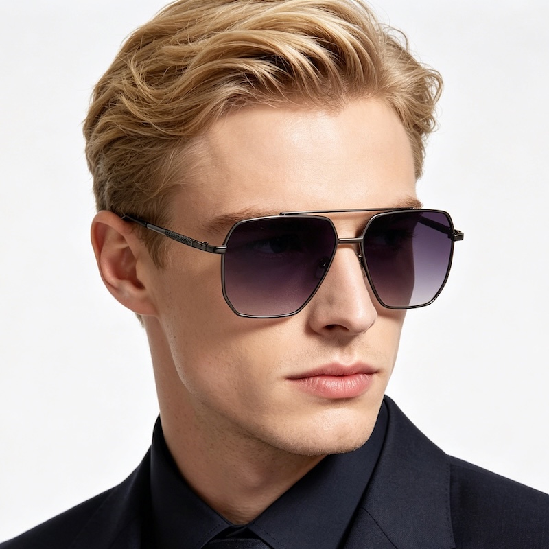 Pilot Sunglasses Men Classic Driving Sun Glasses Square Metal Frame Mirror Leisure Fishing Business Men Women Oversized Anti Glare UV400 CB Fashion Ac