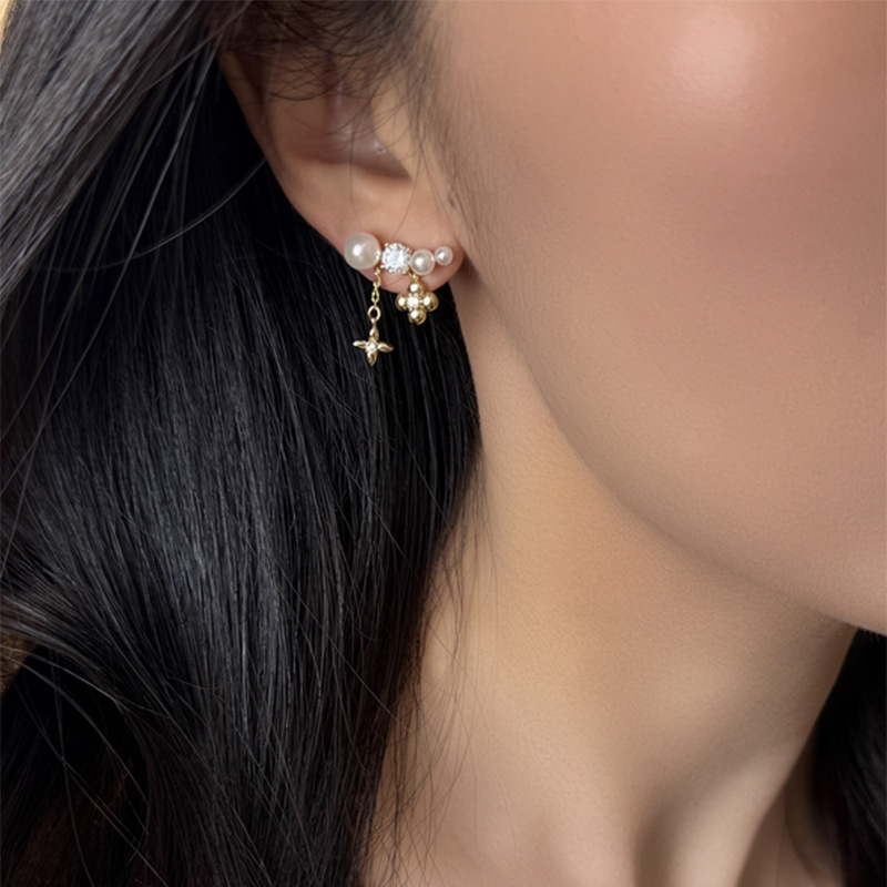 18k real gold plated silver needle zircon pendant pearl 2026 extremely beautiful earrings with a light luxury and high-end feel - view 4