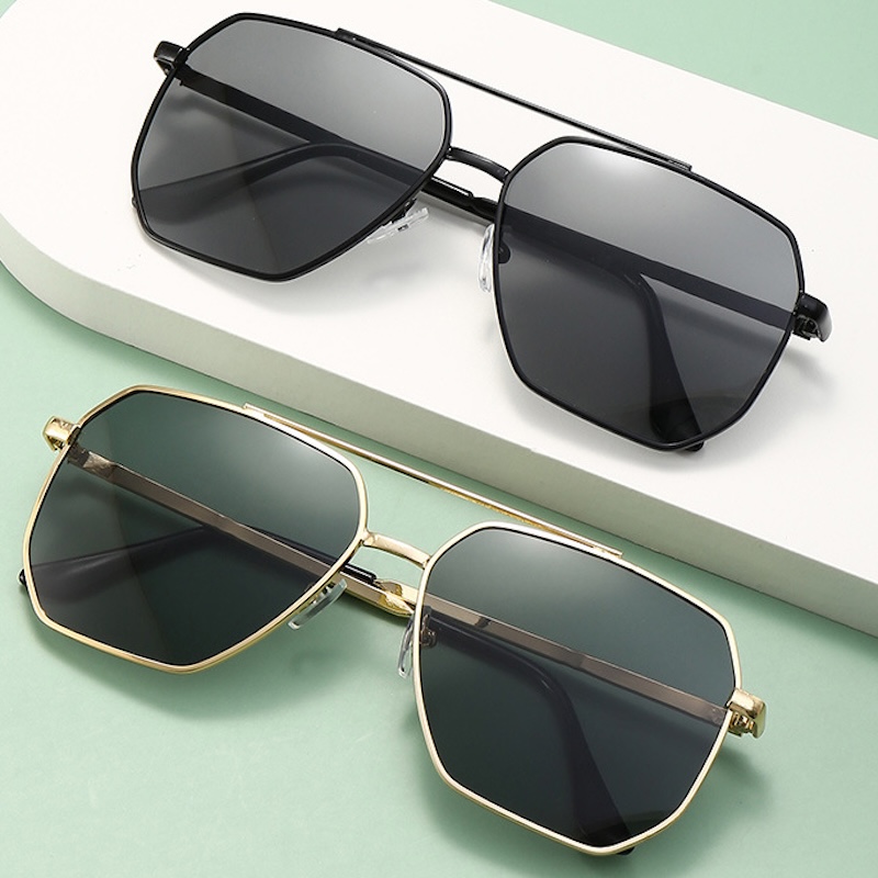 Pilot Polarized Sunglasses Men Metal Frame Oversized flattering round face Classic Driving anti glare lightweight square shades Fishing CB Fashion Ace