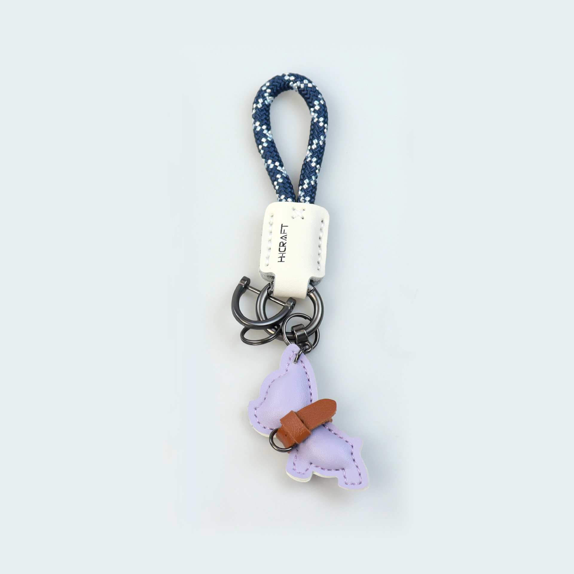 Handmade high-quality leather car keychain with cute French Bulldog pendant, creative gift for couples, high-end bag accessory