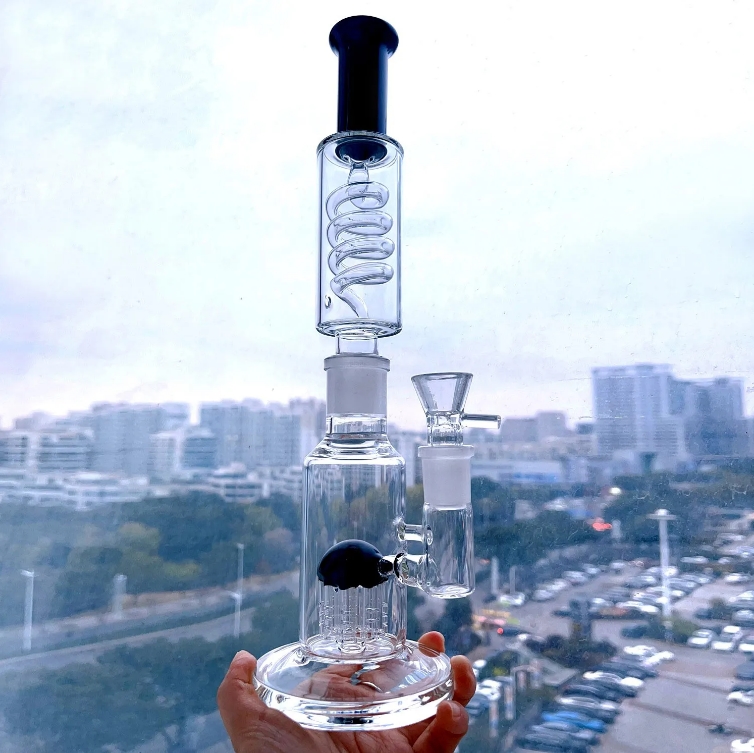 Freezable Coil Water Bongs Thick Glass Water pipes bubbler Recycler Oil Bong Hookahs Shisha Smoking Accessories