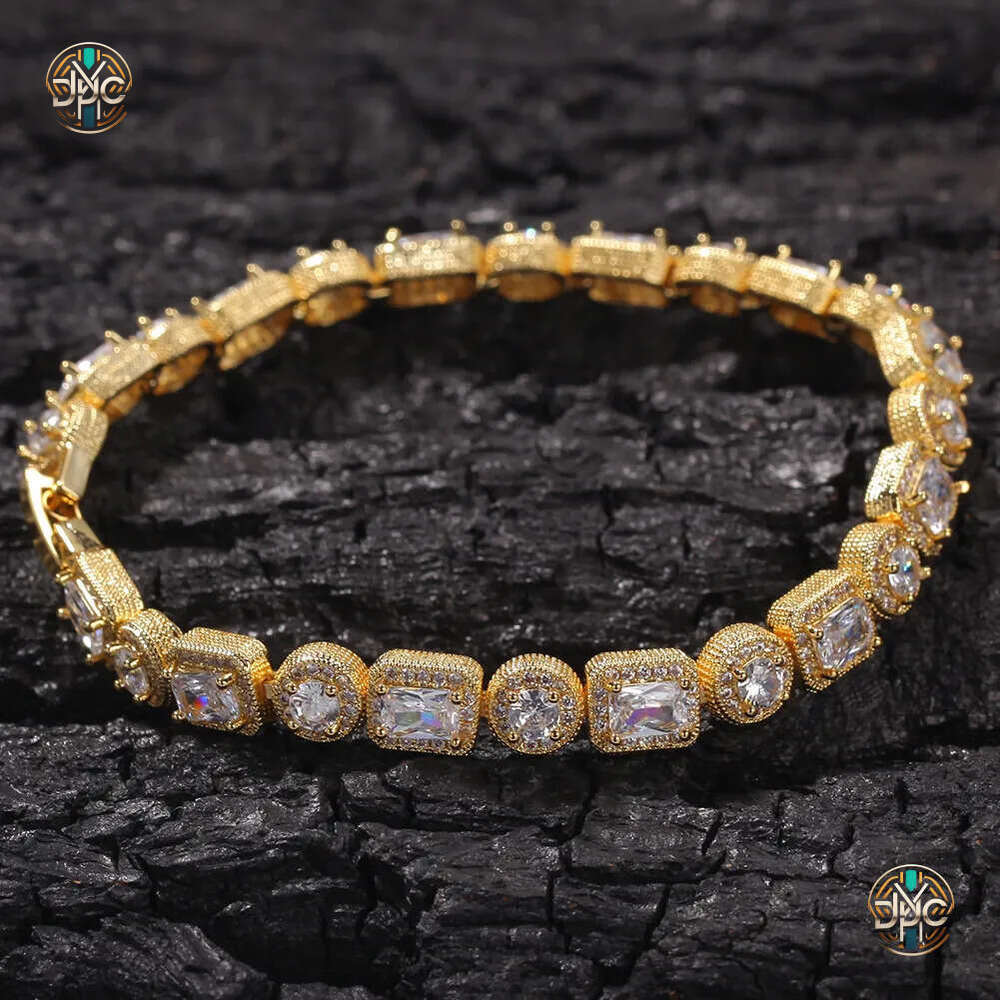 Iced Out Chain Bracelet Square Round Mens Silver Gold Tennis Bracelets Fashion Hip Hop Jewelry