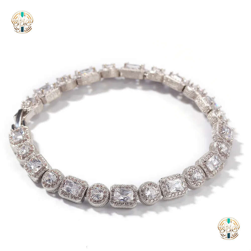 Iced Out Chain Bracelet Square Round Mens Silver Gold Tennis Bracelets Fashion Hip Hop Jewelry