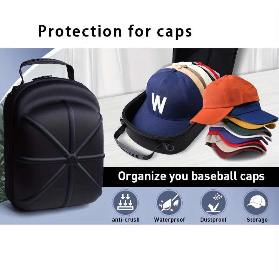Black Foldable Cowboy Baseball Hat Storage Bag, Baseball Cap Organizer Display Case - view 4
