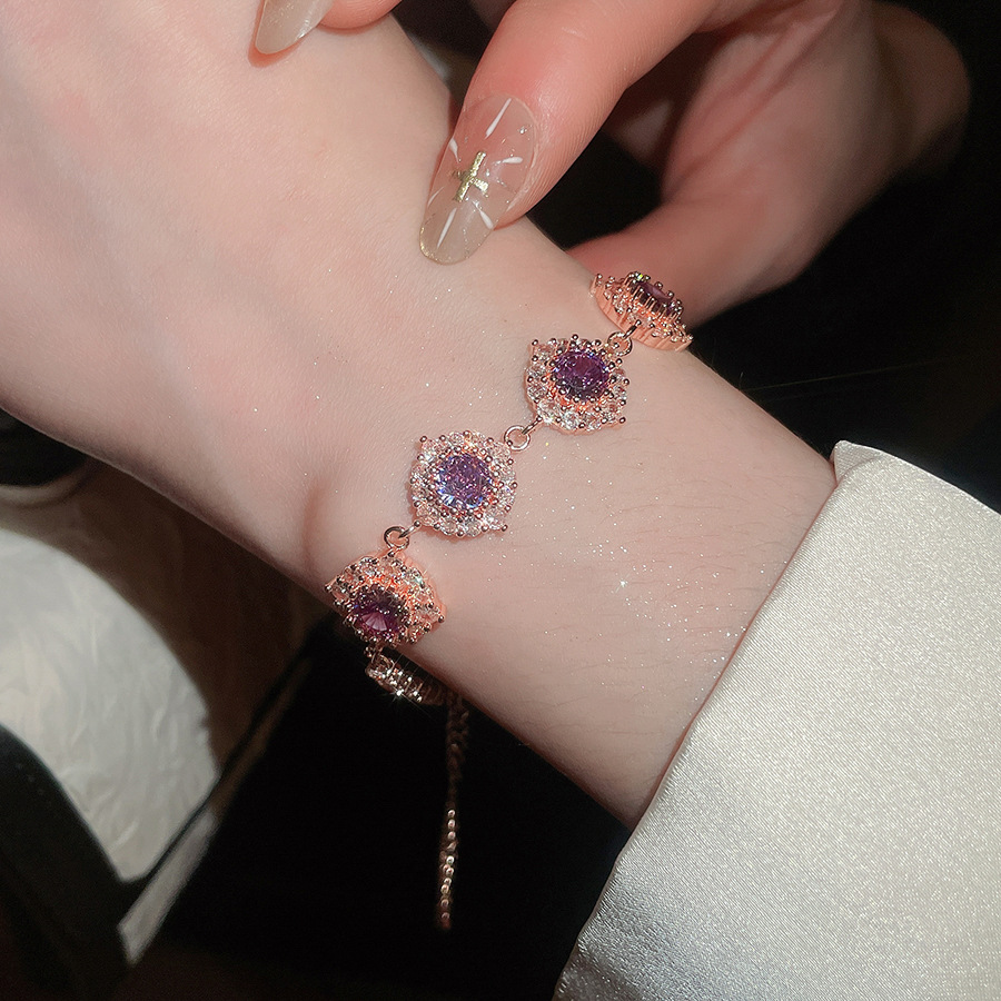 Fashion High-End Design Full Diamond Colorful Rhinestone Bracelet 2026 New Trend Korean Internet Celebrity Elegant Women's Jewelry - view 4