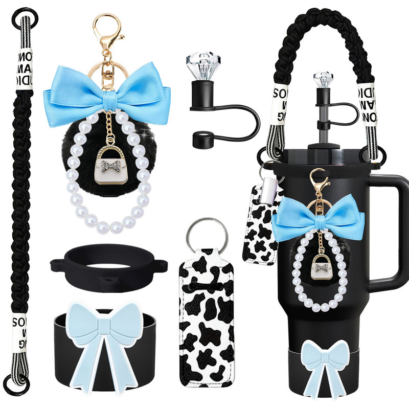 Cup Accessories Set with Straw Lid Silicone Sleeve and Handle Strap - view 4