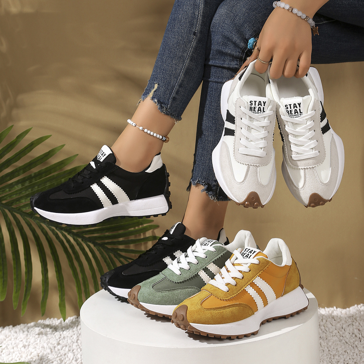 Plus Size Slim Waist Dad Spring Summer New Trendy Thick Sole Student Casual Sports Forrest Gump Shoes For Women