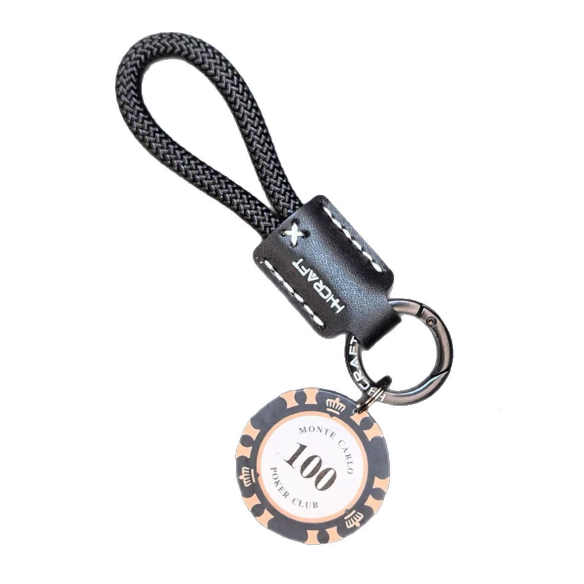 High-end Cowhide Car Keychain Good Luck Chips Get Rich Quickly Pendant Couple Personality Men and Women Bag Circle Prosperity