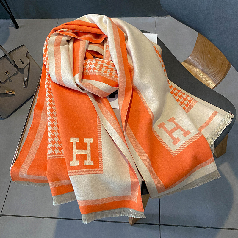 Designer Scarf - Luxurious Women's Wrap Fashionable Wool Scarf Warm and thick decorated with tassels it is a windproof neckline scarf and wrap fo - view 3