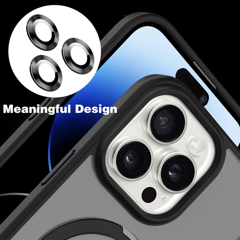 Luxury Metal Ring Stand Armor Magnetic For Magsafe Wireless Case With Camera Lens Film Shockproof For iPhone 17 Air 16 15 14 13 12 11 Pro Max Plus Sam