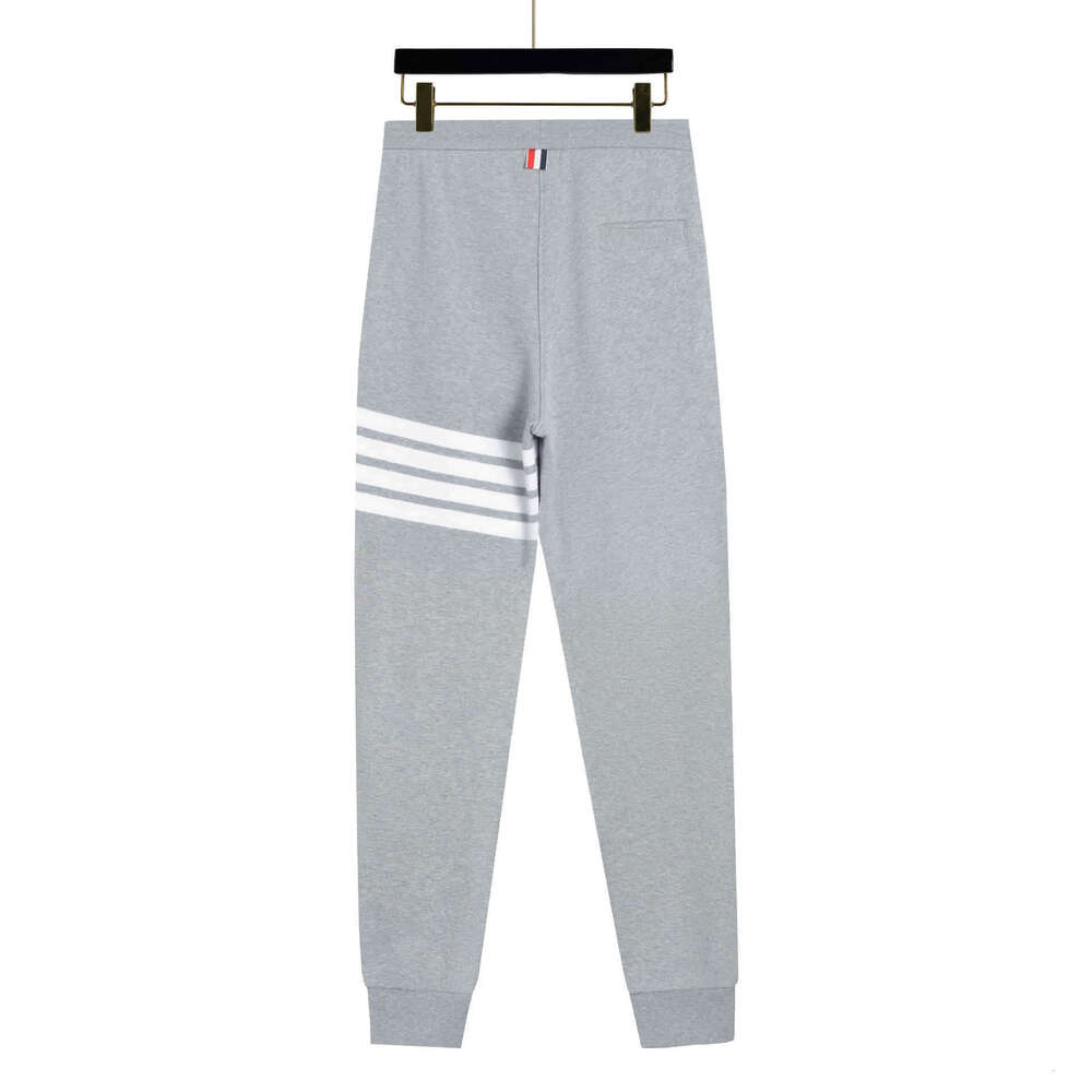 Luxury TB Women's High-End Autumn Winter Couple's Sports Pants, Gray Color-Woven Sweatpants With Four Stripes, Versatile And Casual Style