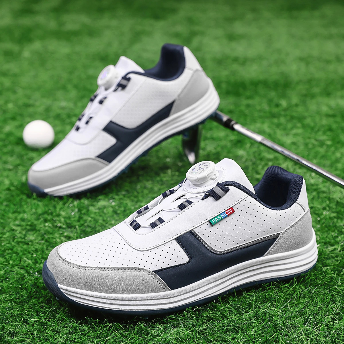 Mens Golf Shoes Style Fashionable Simple Versatile Solid Color Waterproof Upper Stylish Casual Sports for Men Outdoor Youth Fashion Rotati w260421