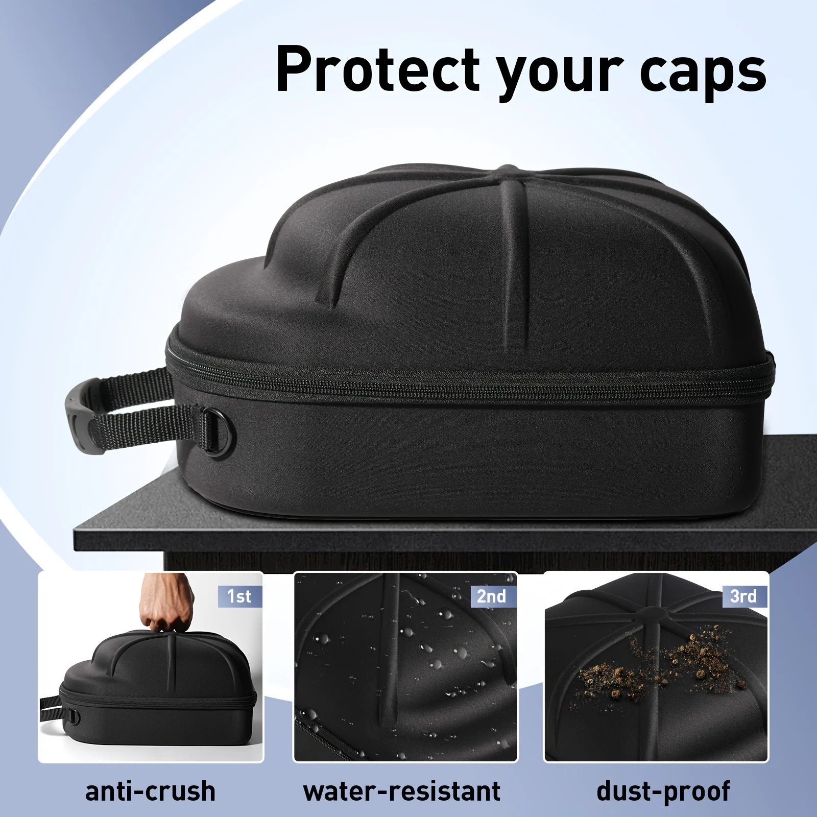 Black Foldable Cowboy Baseball Hat Storage Bag, Baseball Cap Organizer Display Case - view 6