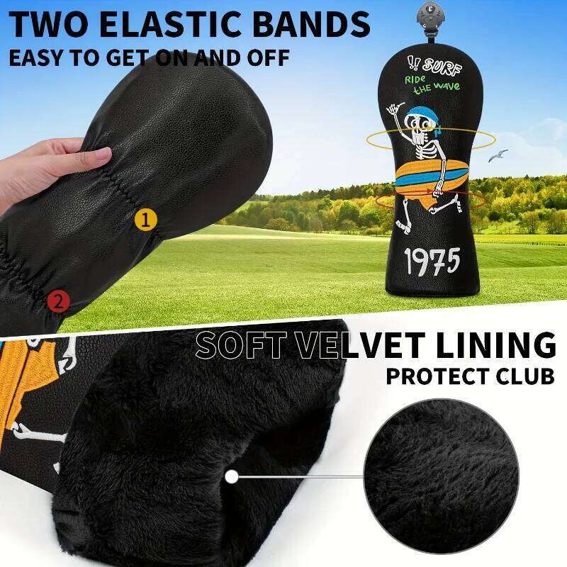 Surfing Skull Club Fashionable Cover, Golf Fairway Wood Cover - Driver/Fairway/ 26Y0423