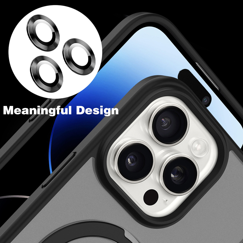 Luxury Metal Ring Stand Armor Magnetic For Magsafe Wireless Case With Camera Lens Film Shockproof For iPhone 17 Air 16 15 14 13 12 11 Pro Max Plus Sam